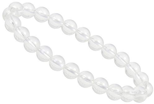 ELEDORO echtes Edelstein Perlen Armband - Natürliche Chakra Power Steine, Stretch Design, 8mm (Bergkristall)