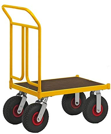 Plattformwagen - Handwagen - Transportwagen - Belastung: 400 kg - Größe: 83,6 x 50 x 109 cm - Luftreifen - Industriequalität