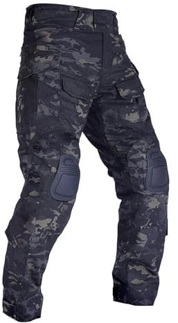 Taktische Cargo Hose Ripstop Airsoft Paintball Schießen Jagd Combat Hose Multi-Tasche Arbeit Wandern Jagd Taktische Kampfhose (DE/NL/SE/PL, Alphanumerisch, S, Regular, Regular, Schwarz-CP)