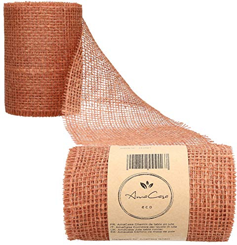AmaCasa ECO Jute Tischläufer Tischband 15cm Breit/10m Länge Juteband | viele Farben | Deko Hochzeit | Umweltfreundliche Herstellung (15cm, Braun)
