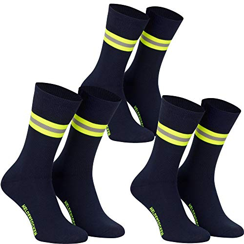 PACOTEX Heldensocken marineblau gelb-silber-gelb - Paar - für Helden des Alltags bei Feuerwehr Rettungsdienst und Hilfsorganisationen (3, 39-43)