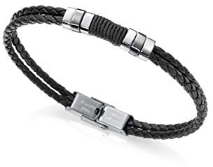 Viceroy Pulsera de Hombre Air de Piel Doble Negra Trenzada y Acero - Ref 1283536214