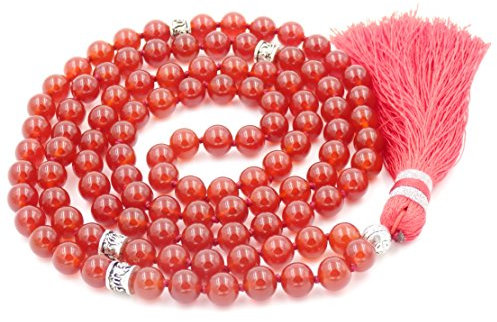 Fukugems mala Perlen Kette für Damen Mann, Mala Armband, Buddhist Meditation Kette, red carnelian tassel mala
