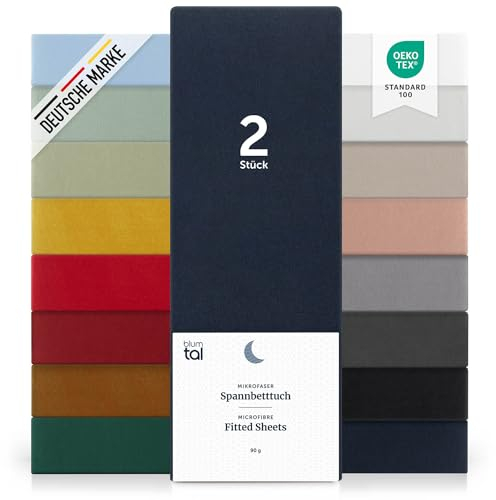 Blumtal® Spannbettlaken 90x200cm - Spannbettlaken Microfaser - Oekotext zertifizierte Bettlaken 90x200cm - Spannbetttuch 90x200 cm - Bettbezug 90x200cm/Leintuch 90x200cm Laken - Dark Ocean Blue - Blau