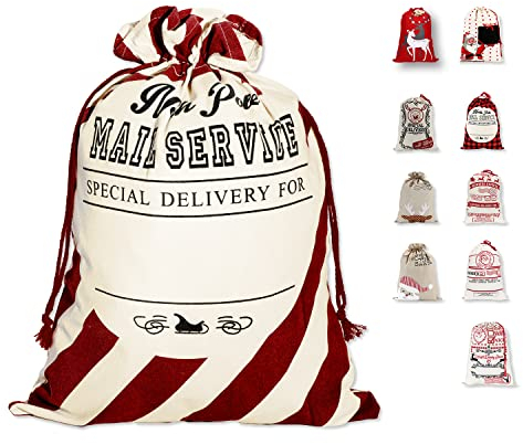 LessMo Großer Santa Weihnachtssack, Weihnachten Tasche Weihnachtsmannsack mit Kordelzug, [Ort zum Schreiben von Wünschen] Santa Sack Xmas Geschenk Packtaschen für Weihnachtsfeier Dekoration