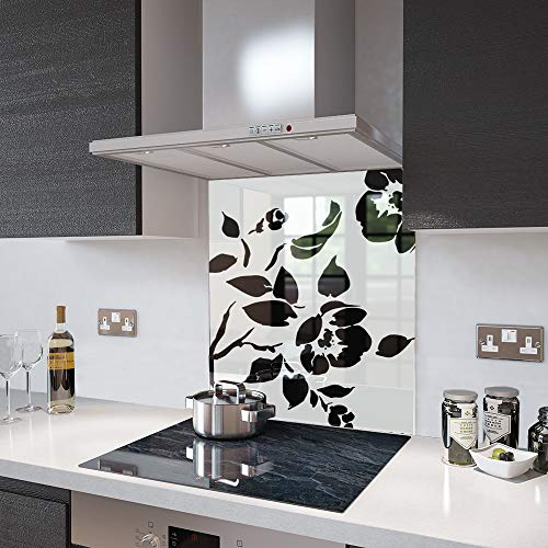 Glass Splashbacks White Floral Glass - Made by Premier Range in 75cm Wide x 110cm High