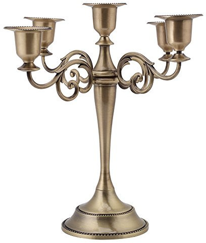Agatige 5 Arme Metall Kandelaber, Kerzenhalter Halter Sägelkegel Kerzenhalter Kerzenständer für Hochzeitsessen Party Tischdekoration(Bronze)