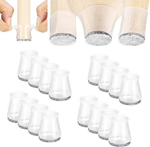Aneaseit Protezioni per gambe della sedia, 1 1/8 x 16 pezzi, in morbido silicone per piedini di mobili e pavimenti in legno, trasparenti, piccole