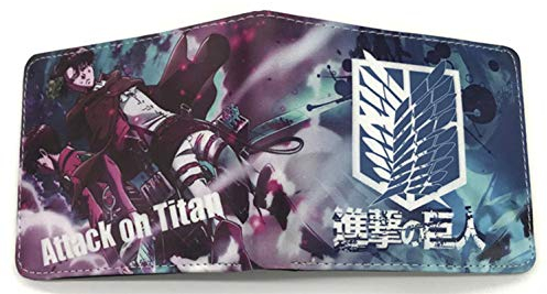 WANHONGYUE Cartoon Anime Portefeuille Homme en Cuir Cartes de Crédit avec Poche à Monnaie Attack on Titan/2