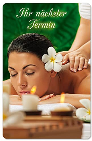 500 Terminkarten bedruckt mit Ihrer Adresse für Kosmetik Wellness Spa - Kein Stempel notwendig - Inkl. Kartenspender (Design #016)
