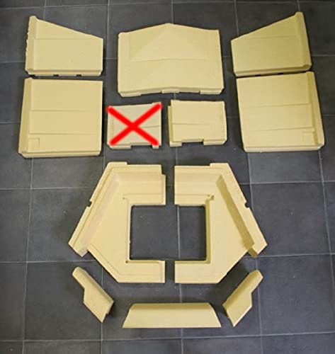Feuerraumauskleidung für Olsberg Prismo 550 x 450 Kamineinsätze - Schamotte - 11-teilig
