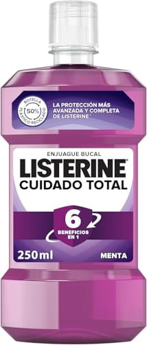 Listerine Cuidado Total (1x250 ml), enjuague bucal con flúor formato ahorro, colutorio bucal con 6 beneficios en 1, elixir bucal para una protección y limpieza bucal completas