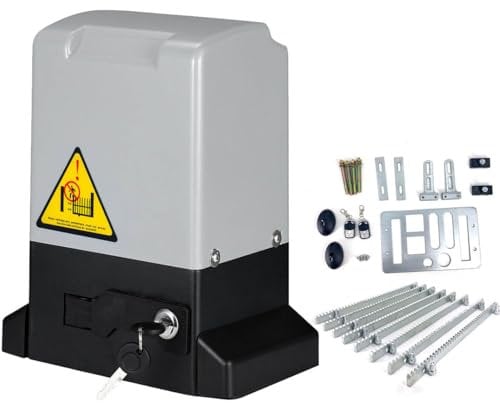 CDZHLTG Electric Sliding Gate Opener Kit 1200KG 550W Automatic Sliding Garage Gate Opener with 2 Remote Controls Garage Door Opener, Rack Driven Security Gate Operator with 2 Infrared Sensors,4m Racks