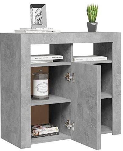 Susany Sideboard Display Cabinet Cupboard Sideboards Chest with LED Lights for Living Room and Bedroom Concrete Grey 80x35x75 cm