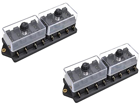Preiswert&Gut 2x Verteilerdose mit Doppeldeckel 8-fach für ATO/ATC Flachsicherungen bis 40A – Spritzwassergeschützte Sicherungshalter – KFZ für Auto Camping Anschlussbox für 16x Flachstecker 6,3mm