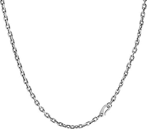 Homxi Halskette für Männer,Kabelkette 4mm Kette Mann 50cm Rolokette Silberkette 925 Herren Silberkette Herren Silber
