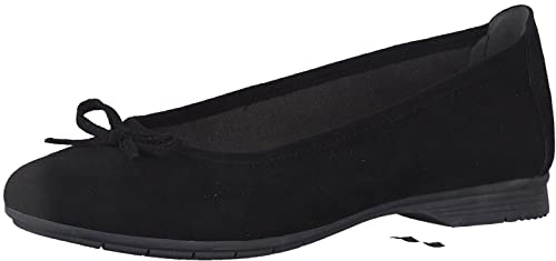 Jana Damen Ballerinas Elegant mit Schleife Weite H Mehrweite, Schwarz (Black 1), 39 EU