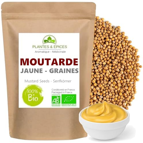 Moutarde Jaune en Graines Naturelles100g - Idéal Recette Moutarde Maison à l'Ancienne - Sachet Fraîcheur Biodégradable Refermable (100)