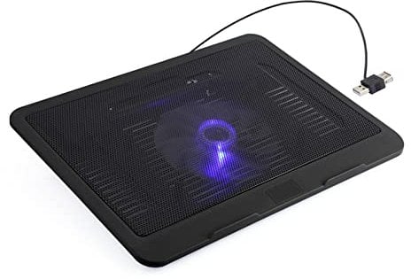 Laptop Cooler Pad Base, Cooling Pad with Build-in Super Quiet Fan, Cool Stand with Blue LEDs Adjustable Fan Suitable for 14 or Below Laptop(Black)