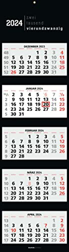 5-Monatskalender Black 2024 - Büro-Kalender 33x20 cm (geschlossen), 33x120 (geöffnet) - faltbar - mit Datumsschieber - Alpha Edition