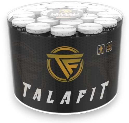 TALAFIT Pack 60 Overgrip Padel - Grip Padel - Padel Griffband Padel - Bohrungen - Overgrip Tennis - Grip Tennis (Weiss)