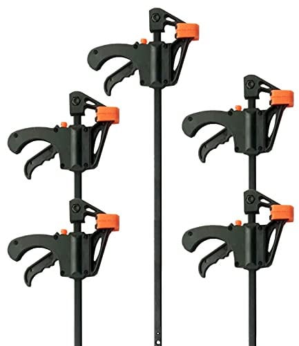 Bench Clamps 4inch and 6inch Woodworking Work Bar F Clamp Clip Set Hard Quick Ratchet Release DIY Carpentry Hand Tool Gadget for Workbench, Woodworking, Home Workshop and DIY