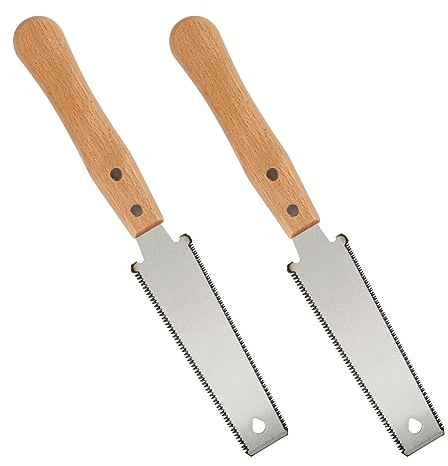 2 PCS Sega Giapponese per Legno 150 mm seghetto Legno Sega a Mano a Doppio Taglio in Acciaio al Carbonio SK85 con Manico in Legno Massiccio, Design a Tre Lati per la Lavorazione del Legno