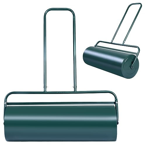 IRONMAX Rasenwalze, 61 cm, 13 Gallonen Pull & Push Stahl-Hofrolle mit abnehmbarem Ablaufstopfen, Rasensauenwalzen, Abschleppen hinter Wasser/Sand gefüllt für Garten, Park, Gras, Ballfeld