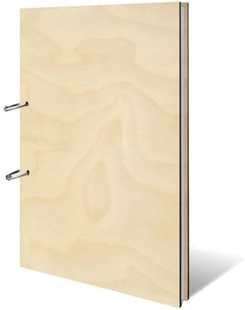 Gästebuch echtes Holz DIN A4 Buch ohne Gravur - Blanko - mit 72 Blatt / 144 Seiten Naturpapier Weiß