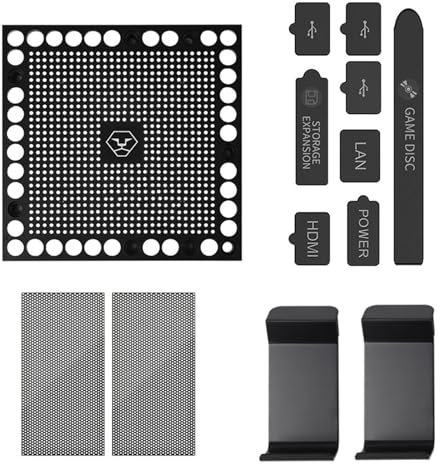 Luojuny Wärmeableitungs-Rack für Xbox Series X-Konsole, Gaming-Station, Organizer, staubdichtes Abdeckungsset mit Controller-Halter, Netzfilter Schwarz