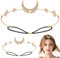 Beaupretty 2stücke Bohemian Haarketten Mit Mond Und Sternen Elastisches Kopfband Mit Perlen Und Strass Für Frauen Und Mädchen Für Hochzeiten Und Partys