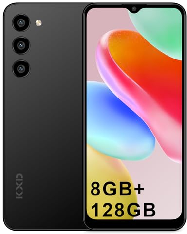 KXD A09 Teléfono Móvil Libres,8GB + 128GB(TF 256GB) Android 12 Moviles,6.56'' Pantalla HD+,4000mAh Cámara 13MP Smartphone Outdoor 4G Dual SIM, Octa-Core/Face ID/Huella Digital/GPS Negro