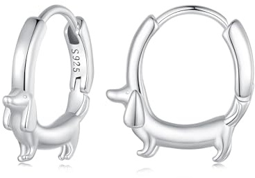 Sterling silber Dackel Creolen für Damen, Huggie ohrringe Welpenhund Hypoallergener Schmuck geschenk für Mädchen