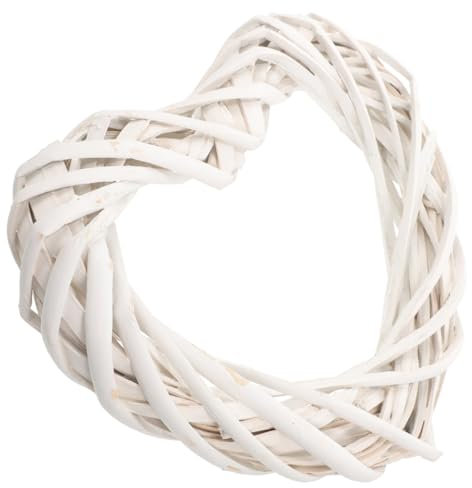 Garneck Diy Rattan Heart Wreath, White Grapevine Garland Wreath Wicker Twig Wreath Natural Vine Garland Wreath Frame for Wedding Valentines Day Decoration 20cm