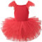 AIEOE Tanzkleider für Mädchen Klassisches Ballettkleid Balletttutu Trikot Schrittgurt Mit Knopf Ärmellos für Mädchen 2-4 Jahre Rot B