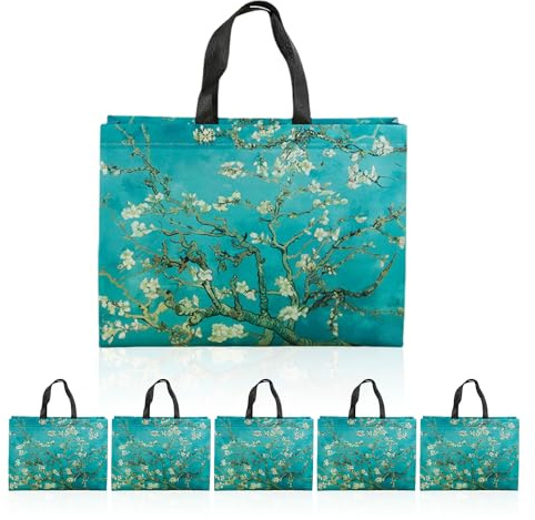 DHSBGWSX 6 Sacchetti per la Spesa Con Fiori, Riutilizzabili, Impermeabili, per Alimenti e Regalo - Perfetti per Uscire All'Aria
