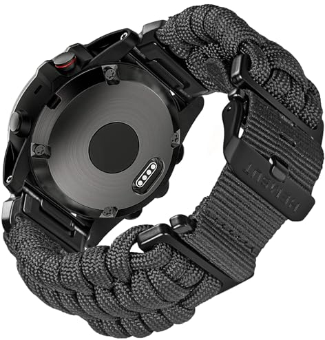 torbollo Armband Kompatibel mit Paracord 550 Militär Robustes Schnellverschluss Nylon Uhrenarmband für Fenix 7/Fenix 5 /Fenix 6/Forerunner 965/Approach/MARQ/quatix Ersatzband für Männer