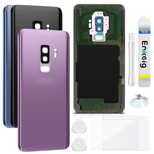 Enkeig Back Glass Replacement Kit for Samsung Galaxy S9+ plus G965 Includes Repair Back Cover rear glass panel Adhesive and Tools (Purple)