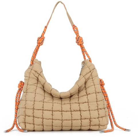 EVEOUT Puffer Umhängetaschen Damen Große Gesteppte Schultertaschen Leichte Puffer Shopper Tote Gesteppte Umhängetaschen Tragetasche Arbeitstasche