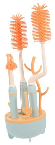 CRILSTYLEO 1ensemble Kit De Nettoyage De Bouteilles Pour Nourrissons Avec Support De Brosse Pour Biberons Brosse à Tétine Et Nettoyeur De Couleur Bleue