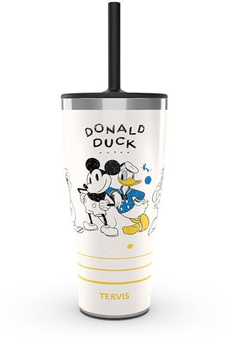 Tervis Traveler Disney - Donald Duck and Friends Triple Walled Insulated Tumbler Travel Cup Keeps Drinks Cold & Hot, 30oz with Straw Lid, Stainless Steel