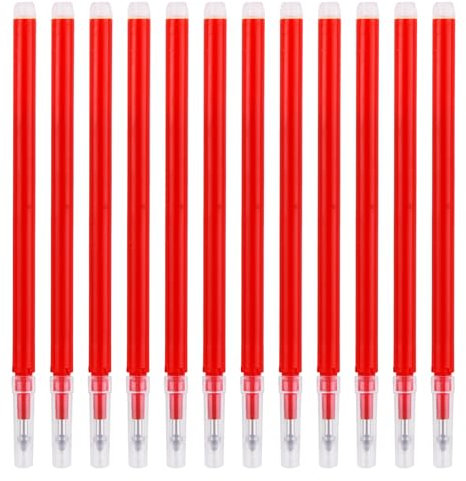 Packung mit 12 radierbaren Ersatzminen, 0,5 mm, für Pilot Fixion-Stifte, wärmeempfindliche Tinte, glattes Schreiben von 400 m,für tägliches und professionelles Schreiben (rot, 0.5mm)