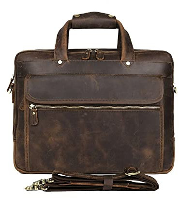 HXFFXHF Maletín de Cuero para computadora portátil de 15,6 Pulgadas Bolso de Hombro para Hombres Messenger Satchel Estuche de Trabajo Bandolera (Color : Brown, Size : 39 * 12.5 * 30cm)