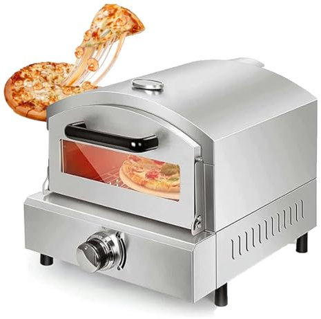 Grill Tabletop Broiler, Portable Steak Cooker, Stainless Steel Outdoor BBQ Machine with Pizza Stone for Steak, Burgers, and Pizza
