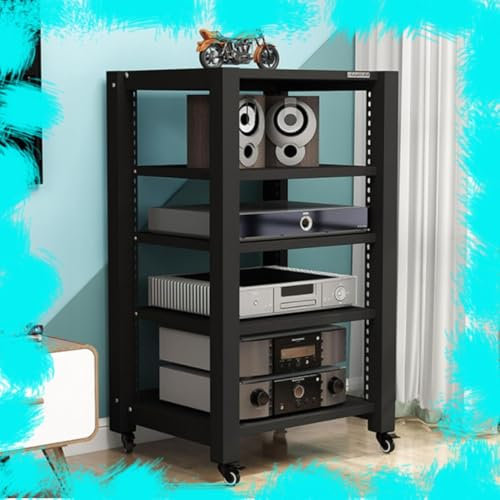 Heimkino-Audioständer, AV-Medienständer, HiFi-Rack, Stereo-Komponentenschrank, 5/2-stufiger Audioschrank mit Bremsrad, professioneller Medienaufbewahrungsschrank für Schlafzimmer (weißer Ahorn, 2 Ebe
