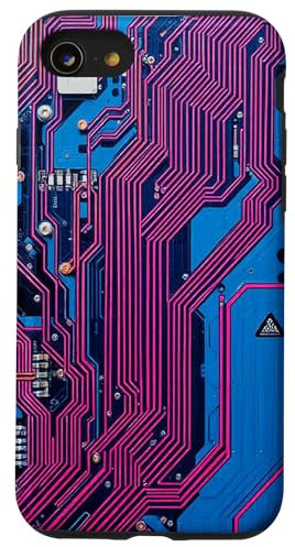 Detailed Motherboard Schematic with Electronic Circuits Case for iPhone SE (2020) / 7 / 8