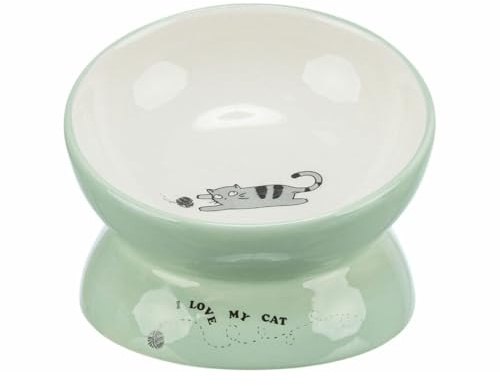 TRIXIE Napf, erhöht, Keramik, 0,15 l/ø 13 cm, Salbei/weiß