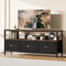 GarveeMore TV-Schrank mit 3 Stoffschubladen, TV-Bank für Fernseher bis zu 55 Zoll, TV-Schrank aus Holz mit Schubladen und Regalen, für Wohnzimmer, Schlafzimmer, Dekoration, 120 x 57 x 30 cm, Braun