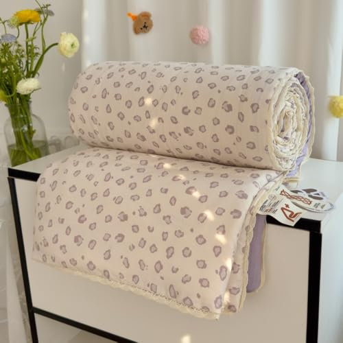 DOTBUY-SHOP Quilted Bedspreads, 2025 Summer Prints Quilt Bed Throws Cotton Filling Duvet Super King Single Double Size Children's Bed Quilted Throw for All Season (Lilac Purple,200x230cm)