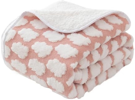 Amarrirose wasserdichte Hundedecke - 60x80cm Maschinenwaschbar, Kuschelig weiche Sofadecke mit kuscheliger Polsterung, 3D strukturierte Wolken, Warme weiche Katzendecke, Rosa